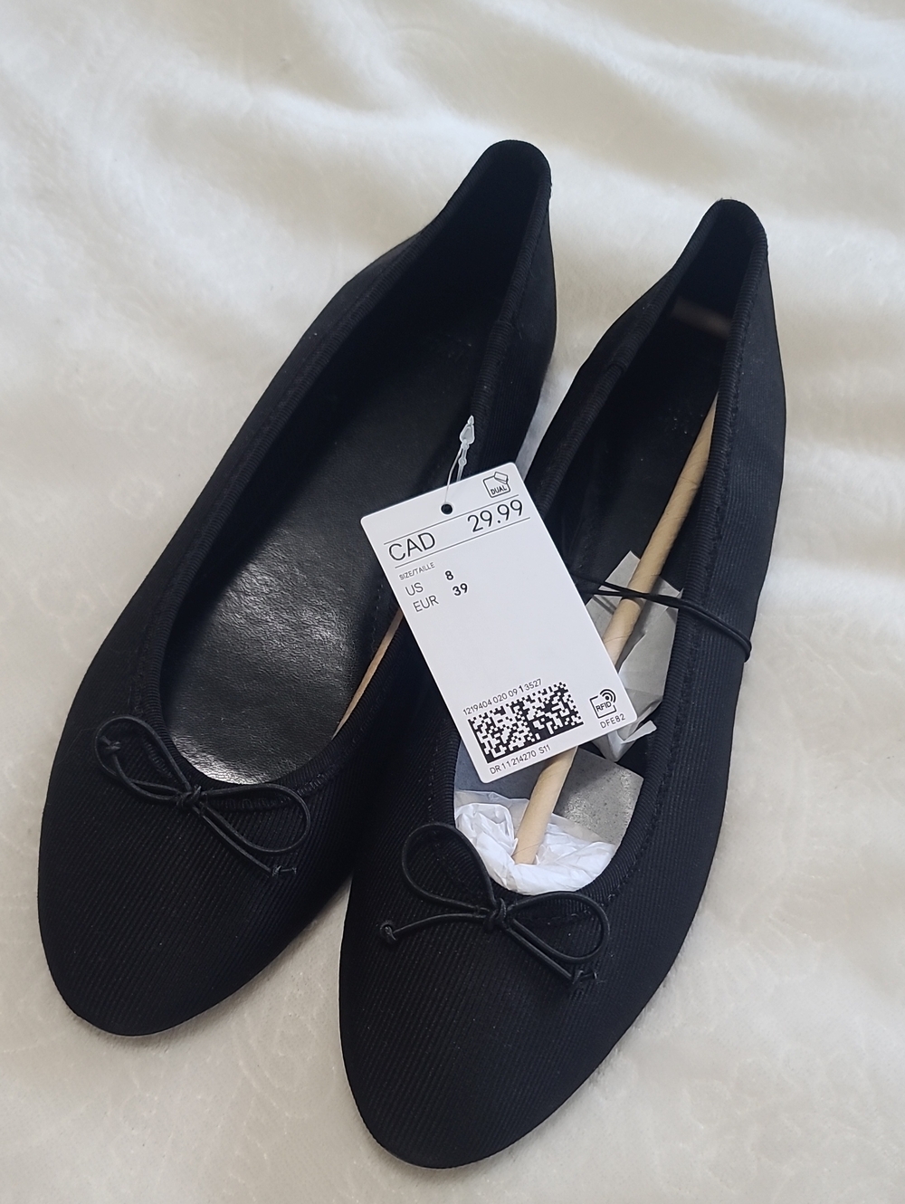 BNWT H&M Ballet Flats Black Size 8 Size 39